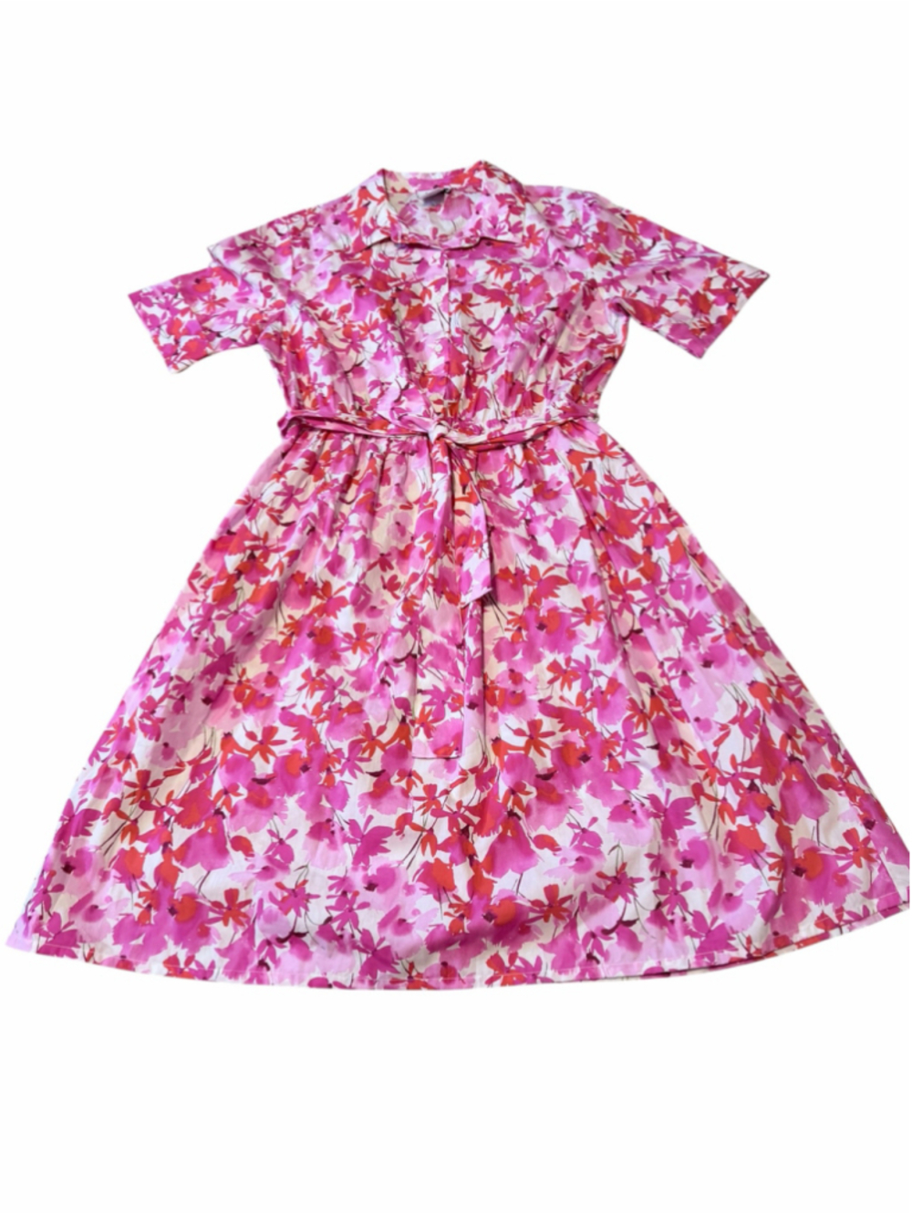 Women's DKNY Floral Midi Dress Size 10 Pink White - Picture 3 of 9